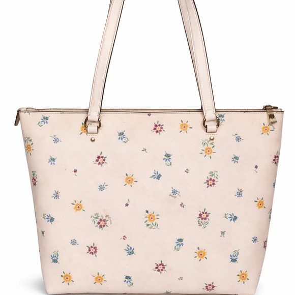 Coach Cream Floral Tote Bag - Picture 2 of 3